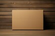 © juliars - Rustic Cardboard box background. Closed container. Generate Ai