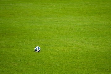  Soccer Match Ball on green grass at Stadium.