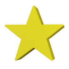 A 3D Yellow Star Illustration Isolated On A White Background