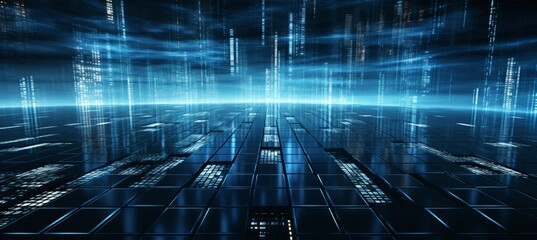 Leinwandbilder - Blue cyberspace technology background. Generative AI technology.

