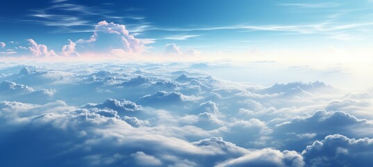 Wall Mural - Cloudscape horizon background. Generative AI technology.