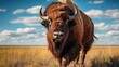 Noble bison roaming the vast grasslands of the prairie
