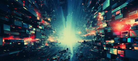 Aufkleber - Metaverse cyberspace technology background. Generative AI technology.