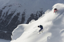 Snowboarding In Powder Snow; St. Moritz, Graubunden, Switzerland