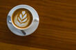 coffee art latte, hot coffee, top view concept. morning time 