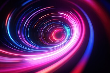 Wall Mural - abstract futuristic background with pink blue glowing neon moving high speed wave lines and bokeh li
