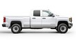 side view of white pick up truck on white background great for mockup and concepts.  generative AI