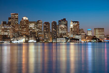 Skyline Of Boston At Dusk; Boston Massachusetts United States Of America