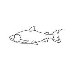 Wall Mural - Salmon fish single line illustration template