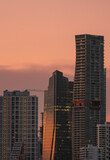 Fototapeta Miasto - skyscrapers at sunset Brickell downtown miami 