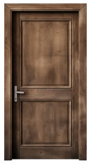 Old wooden closed door isolated.