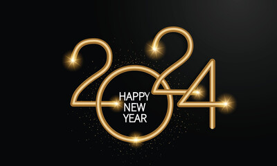 Wall Mural - 2024 Happy New Year Background Design. Greeting Card, Banner, Poster. Vector Illustration.