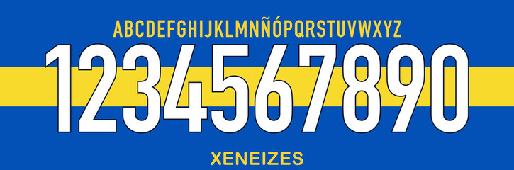 Wall Mural - font vector team 2000 kit sport style font.retro football font. boca font. Xeneize argentina. sports style letters and numbers for soccer team