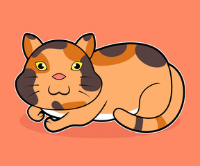 Wall Mural - cute orange cat sitting and lazing around cartoon vector illustration concept isolated