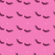 Seamless pattern with long eyelashes on pink background. Simple vector illustration