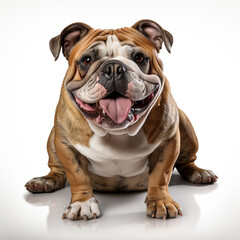 Wall Mural - cute brown budog dog on a white background