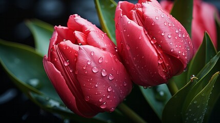 Sticker - Tulips with dew.