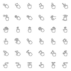 Canvas Print - Touch gestures line icons set