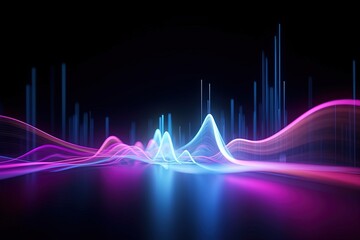 Wall Mural - abstract futuristic background with pink blue glowing neon moving high speed wave lines and bokeh li