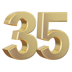 Gold number 35 - 3d number