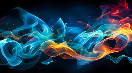 Twirling tendrils of neon tracing tempestuous smoke trails