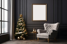 Mockup Painting On The Wall In A Christmas Interior