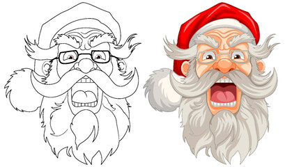 Poster - Angry Old Man Santa Claus with Beard and Mustache