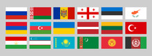 Country Flags Of Russia, Belarus, Moldova, Georgia, Estonia, Cyprus, Armenia, Azerbaijan, Ukraine, Latvia, Lithuania, Turkey, Tajikistan, Uzbekistan, Kazakhstan, Turkmenistan, Kyrgyzstan, Afghanistan