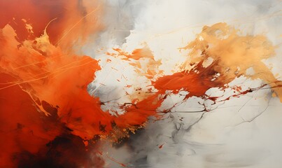 Wall Mural - an abstract painting of different colors, in the style of red and amber, action paintings, yellow an
