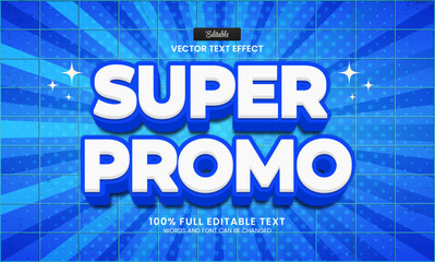 Poster - Design editable text effect, super promo 3d cartoon vector illustration