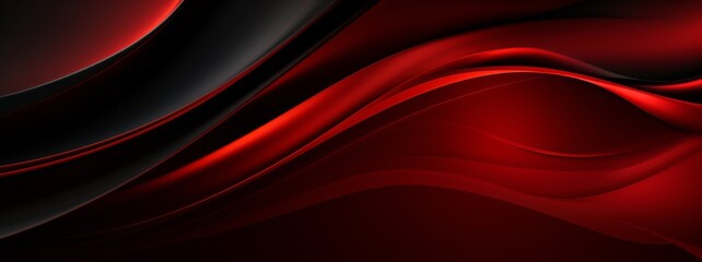 Corporate modern dark black and red abstract background. Color gradient. Geometric shape. Lines, stripes at different angles. 3d effect. Futuristic. Web banner. Wide. Panoramic design. Generative AI