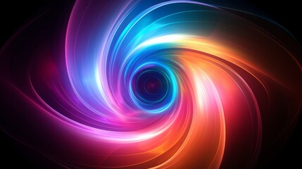 Wall Mural - mesmerizing abstract blue purple colorful spectrum translucent glowing vortex shape surrounded with 