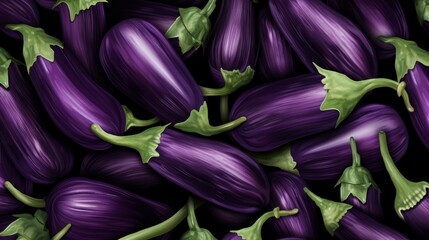 Wall Mural - Pattern of purple eggplants