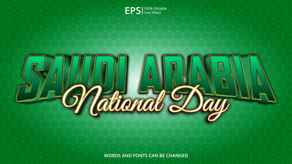 Wall Mural - saudi arabia editable text effect with arab flag pattern concept design vector illustration suitable for poster design on holiday, feast day or national independence day on saudi arabia