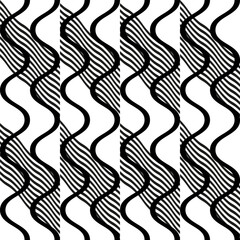 Leinwandbilder - Modern abstract geometric contemporary vector seamless diagonal pattern with simple elements and shapes. Graphic black and white minimalist background.