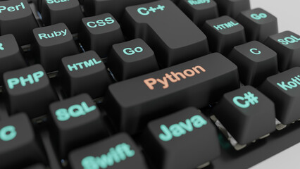 keyboard with programming languages as keys