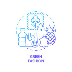 2D gradient icon green fashion concept, simple isolated vector, sustainable fashion thin line blue illustration.