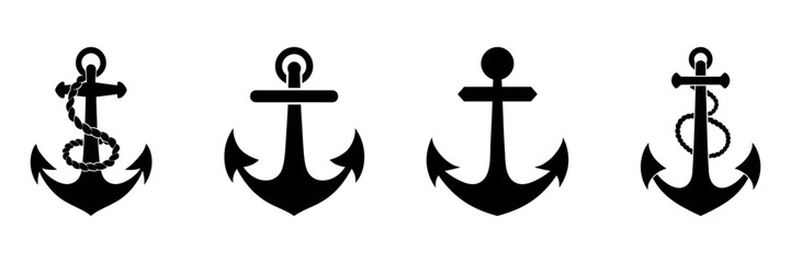 Wall Mural - Anchor icon set isolated. Vector illustration