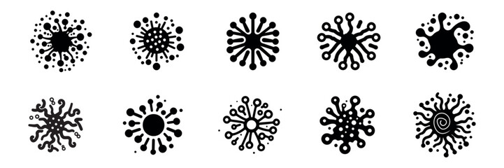 set of bacteria, superbugs and viruses icons isolated. vector illustration