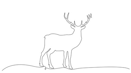 Wall Mural - Reindeer silhouette. Continuous one line drawing. Vector Illustration.