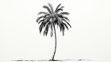 A Drawing Of A Palm Tree On A White Background