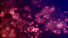 Floating Red Heart Bubble Abstract Background
