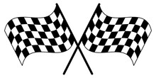 Two Identical Checkerboard Flags That Intersect Each Other. Stylish And Curly Racing Flags, Sports Theme, Racing, Flags, Checkers.