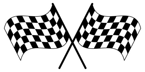 Fototapete - Two identical checkerboard flags that intersect each other. Stylish and curly racing flags, sports theme, racing, flags, checkers.