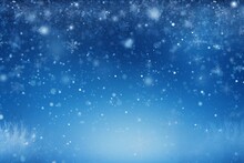 Abstract Background With Blue Snow Lines As The Primary Color Snowflakes On A Blurred Backdrop With A Christmas Blue Color Scheme.