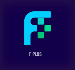 Wall Mural - Plus sign and letter f plus combination idea logo. Unique color transitions. Health and medical service design template. vector.