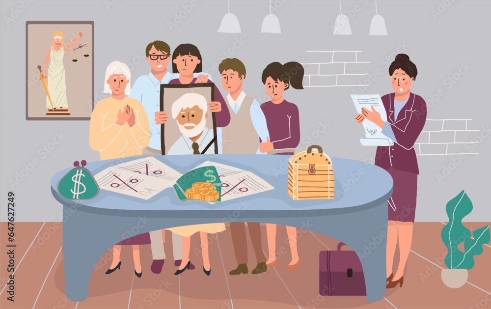 Inheritance Flat Illustration Stock Vector | Adobe Stock