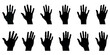 Hands icon set. Silhouettes human hands. Human palm sign.