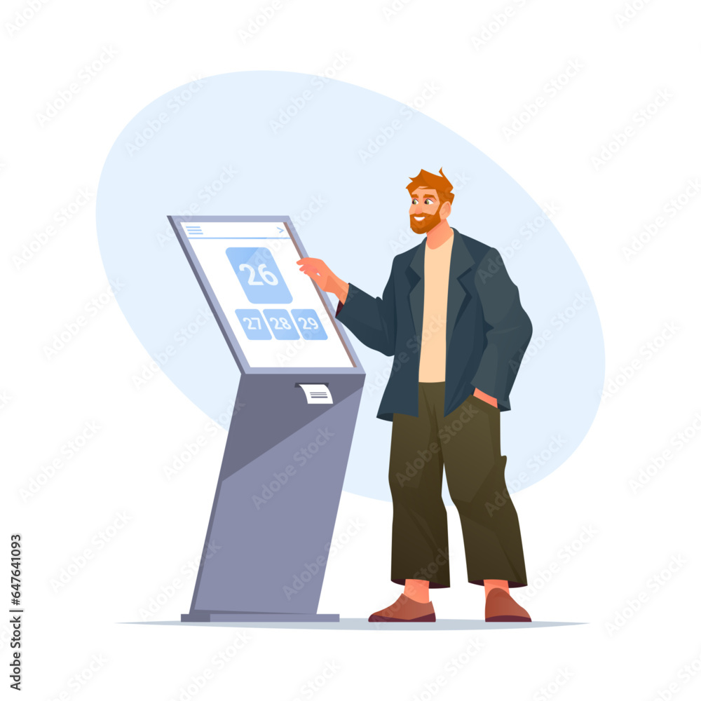 Queue Machine Vector Vector queue management system terminal. Ticket Stock Vector | Adobe Stock