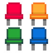 Pixel Illustration of 4 colorful chairs